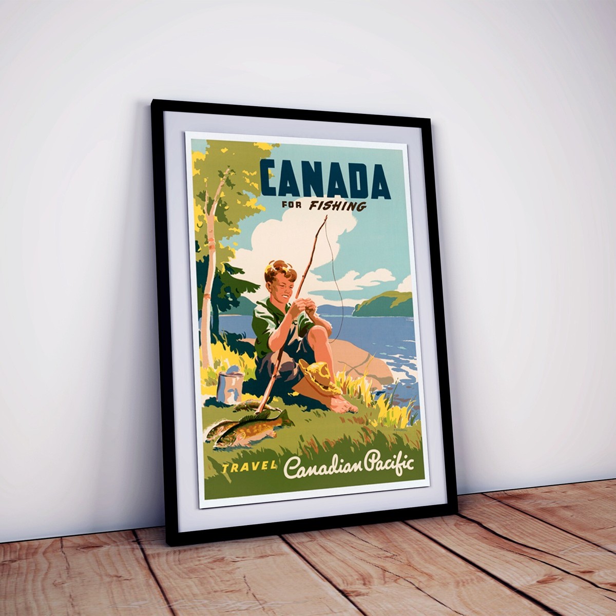 1940s Canada for Fishing - Vintage Canadian Travel Poster - 16x24