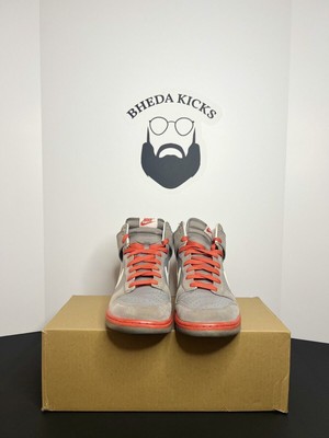 Nike Dunk High Light Charcoal Grey Team Orange 317982-012 Og 
