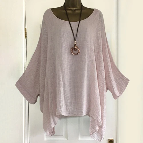 Übergröße Damen Sommer halbärmelig lockere Bluse Damen lässig Fledermaus Flügel TShirt Top - Bild 10 von 44