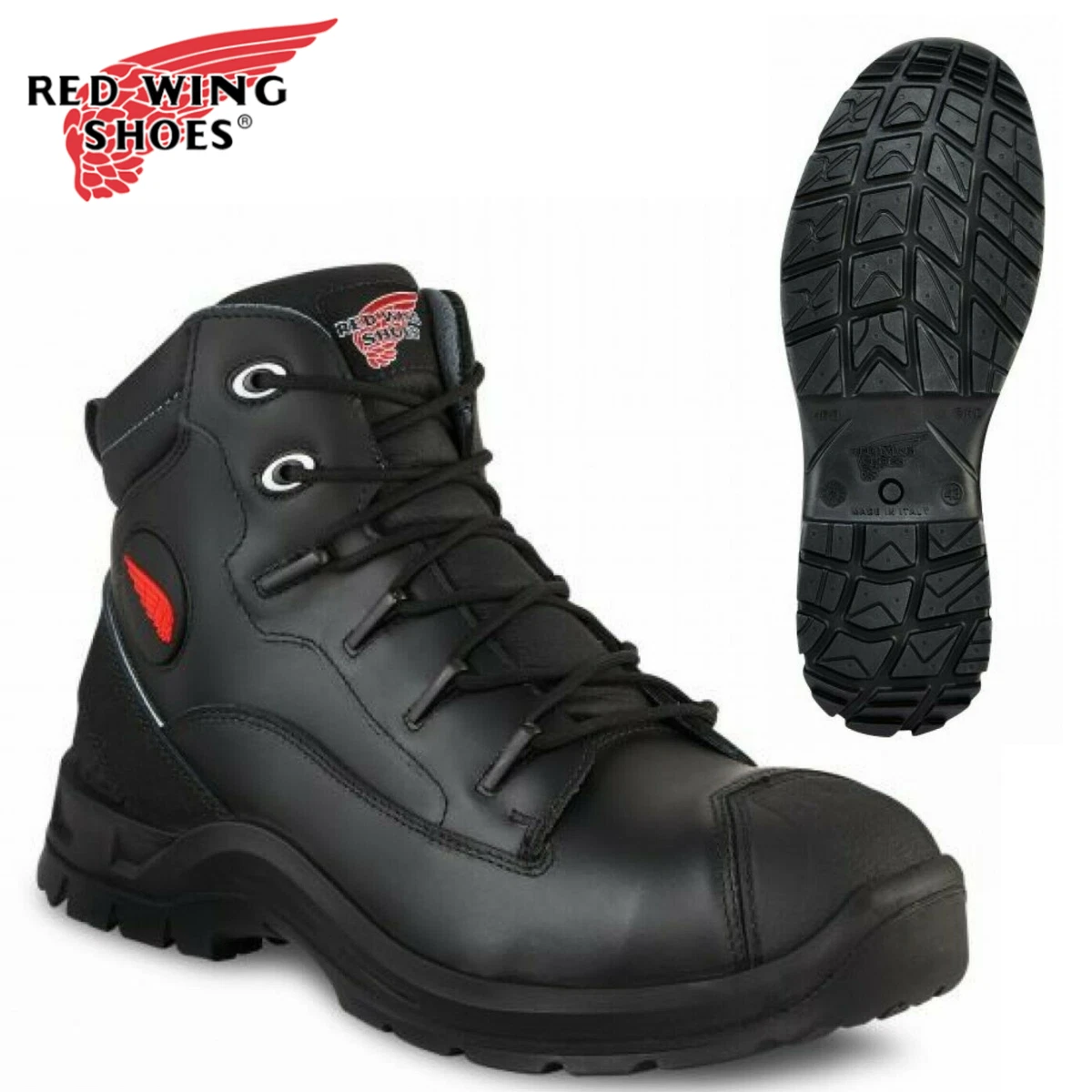 Black and best sale red work boots