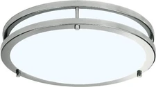 LED Flush Mount Ceiling Light, 12", 15W 5000K Daylight, Brushed Nickel