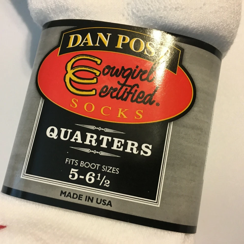 2 pares de calcetines Dan Post de botas de cuarzo blanco para mujer certificadas por vaquera 5-6,5 Foto 2 de 4
