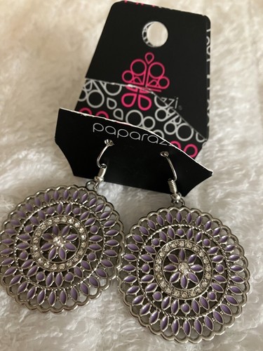 NEW LOT of 4 PAPARAZZI PIERCED EARRINGS Pink Chandelier & Purple Hanging GIFTS - 第 6/10 張圖片