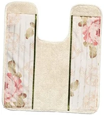 Popular Bath Rug, Madeline Collection, 23" x 10.5"/Pink Bath Contour Beige