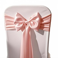 Pack of 50 Wedding Satin Chair Sashes Blush Pink Bows 7x108inch Ribbon Fabric...