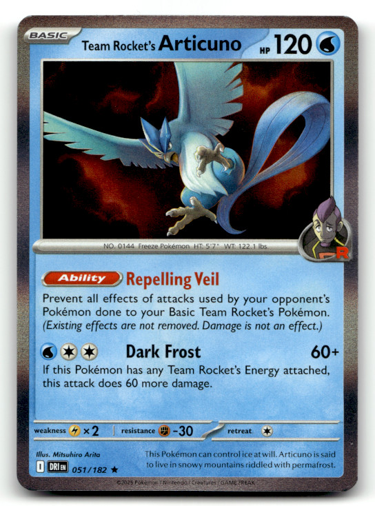 Team Rocket's Articuno 051/182 Holo Rare SV10: Destined Rivals LP