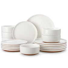 Plates and Bowls Sets, 18 Pieces Modern Ceramic Dinnerware Set for 6 Kitchen ...