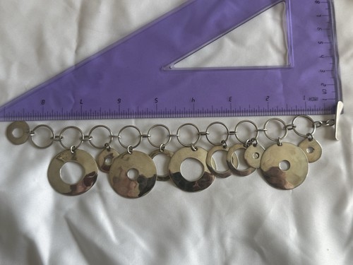 RLM Studio 925 Sterling Silver Dangle Charm Bracelet, Round Discs, Toggle, China