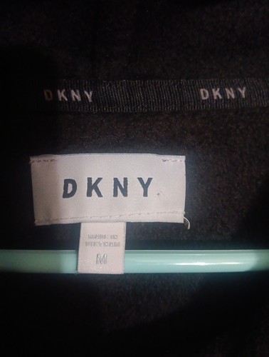 dkny dress Medium Tall velour hood long sleeve black gray pocket Pullover - Picture 4 of 4