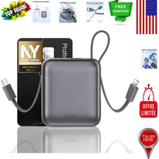 Mini Power Bank 10000mAh with Built-in Cables - Fast Charging & Travel Essential