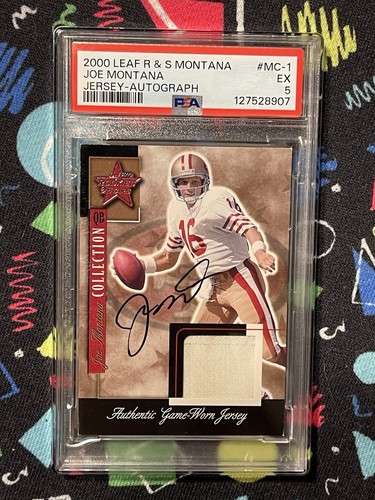 2000 Leaf Rookies Stars Joe Montana Patch Auto /25 PSA On Card 1st Ever