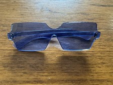 Vintage Frameless Blue square Mod Hippie Sunglasses Psychadelic NOS New 1960s