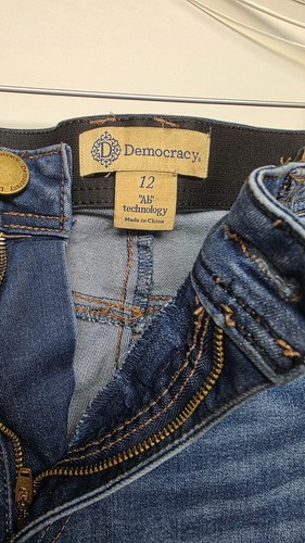 Democracy Jeans soluzione "Ab". Donna. Taglia 12P. Elasticizzato. Blu. Distressed. - Foto 7 di 7