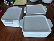 3 TAG Individual Casserole Dish, White w/ Lid 4 x 5"