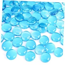1LB Flat Glass Marbles, Light Blue Decorative Marbles for Vases Aqua Blue