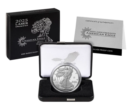 2025 W $1 American Silver Eagle Proof Laser Beam Privy w Box/COA