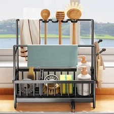 Sink Caddy with Drain Pan, Sponge and Dishcloth Holder, Rustproof Stainless S...