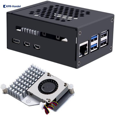 Geeekpi Raspberry Pi 5 Metallgehäuse Active Cooler PCIe M.2 NVMe