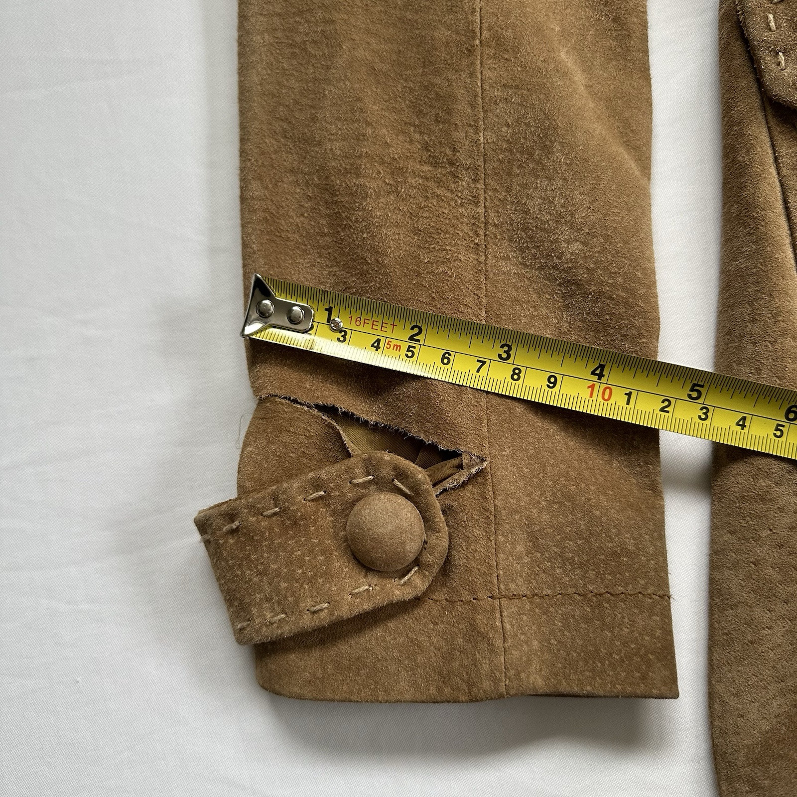 VTG Y2K Wet Seal Suede Leather Wide Belted Stitched Detail Coat Jacket Sz Small