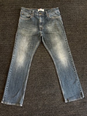 Vintage Levi s 514 Jeans Slim Straight Mens 34 x 32 Blue Distressed Whiskering