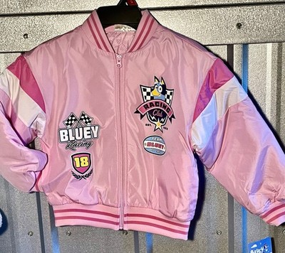 LUDO BBC STUDIOS Bluey Bingo Girls Size 6/6x  Bomber Varsity Racing Team Jacket