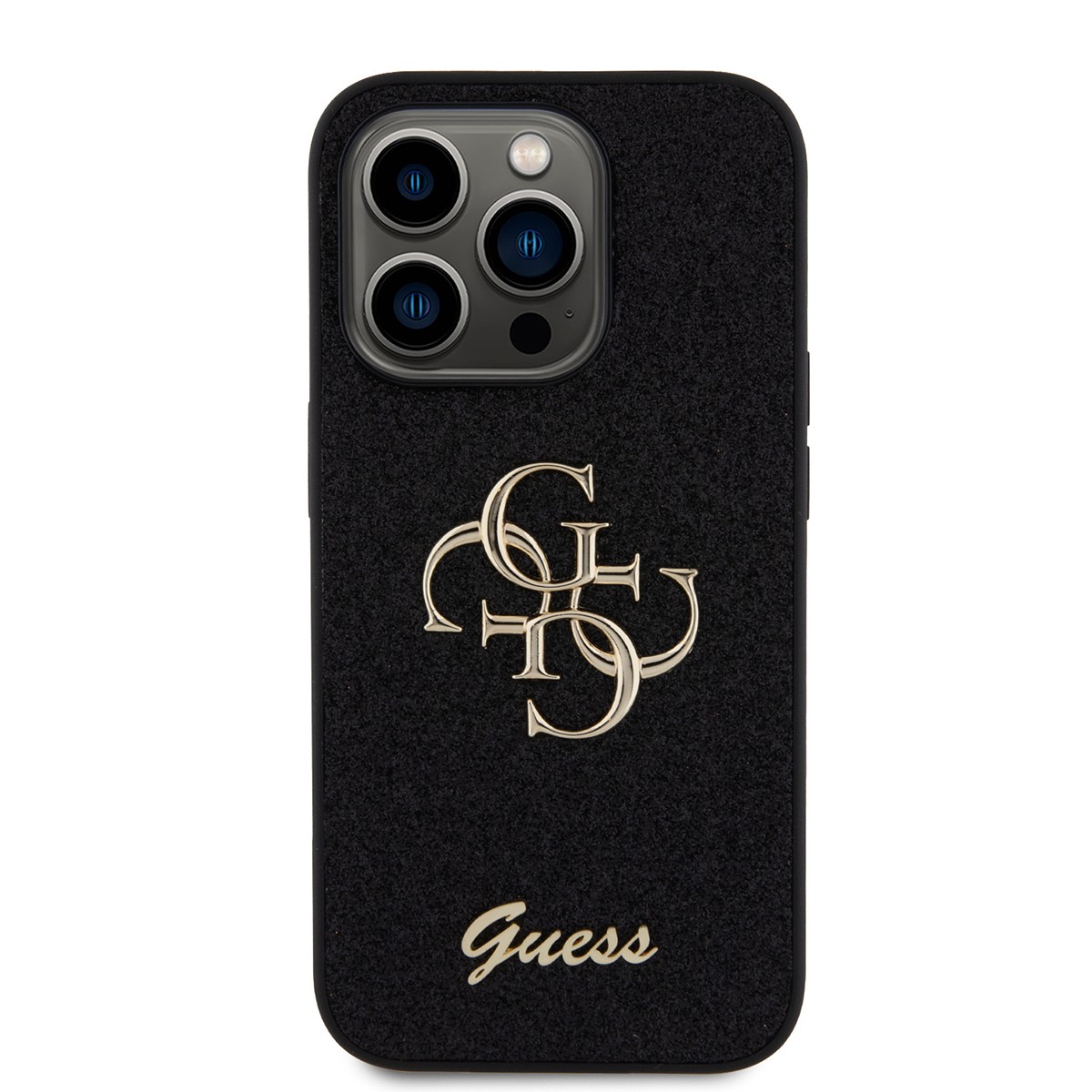 Coque iPhone 15 Pro Guess paillettes et logo métallique premium