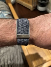 New Whoop mg/5.0 band (with logo) Blue (Jean) Color with Silver trim/clasp/link