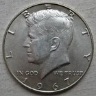 US 1967 KENNEDY SILVER HALF DOLLAR COIN (KM# 202a)