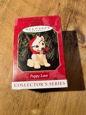 Hallmark Keepsake Ornament Puppy Love 1999 German Sheperd with Santa Hat 9