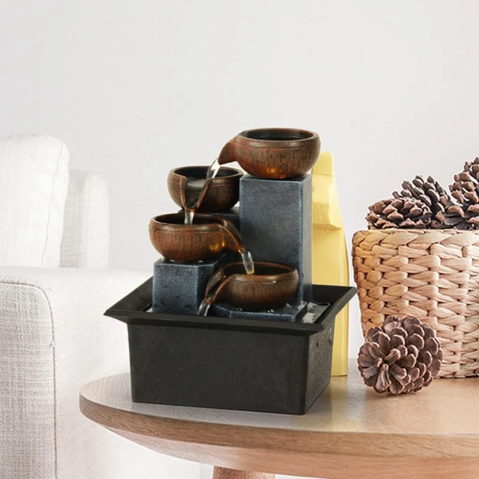 Fuente de mesa interior ajustable de 4 niveles función cascada con luces LED Foto 4 de 4