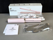 T3 Curling Straightener 2-in-1 Styling Iron w/Ceragloss Ceramic Plates Pink New