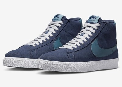 NEW MENS SIZE 14 NIKE SB ZOOM BLAZER MID NAVY BLUE WHITE FD0731 400 SUEDE