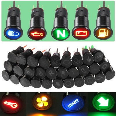 8/10-16mm 12-36V Armaturenbrett Warnleuchte Kontrollleuchte LED Leichtmetall 1