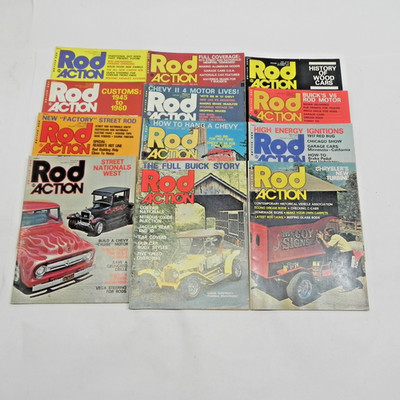 1975 ROD ACTION MAGAZINE FULL YEAR LOT OF 12 ISSUES RACING PERFORMANCE CAR RACE