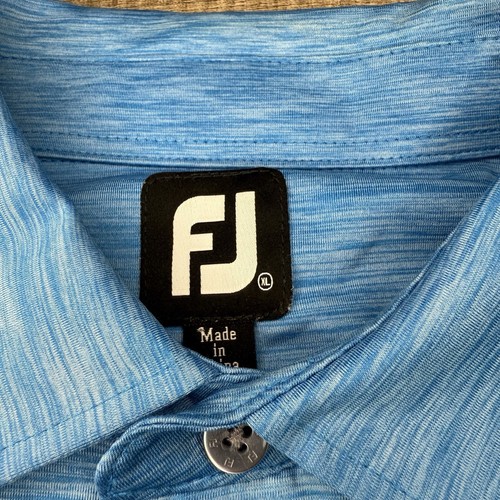 Footjoy Mens Golf Polo Shirt (XL) Tall Blue Classic Desert Island Sleeve B13 - Picture 3 of 16