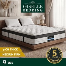 Giselle Bedding Queen Mattress, 31cm Thick Pocket Spring Mattress
