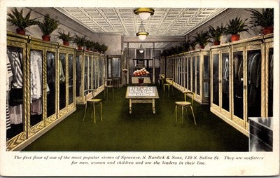 S Burdick & Sons Store Interior Syracuse New York Clothing Shop Postcard