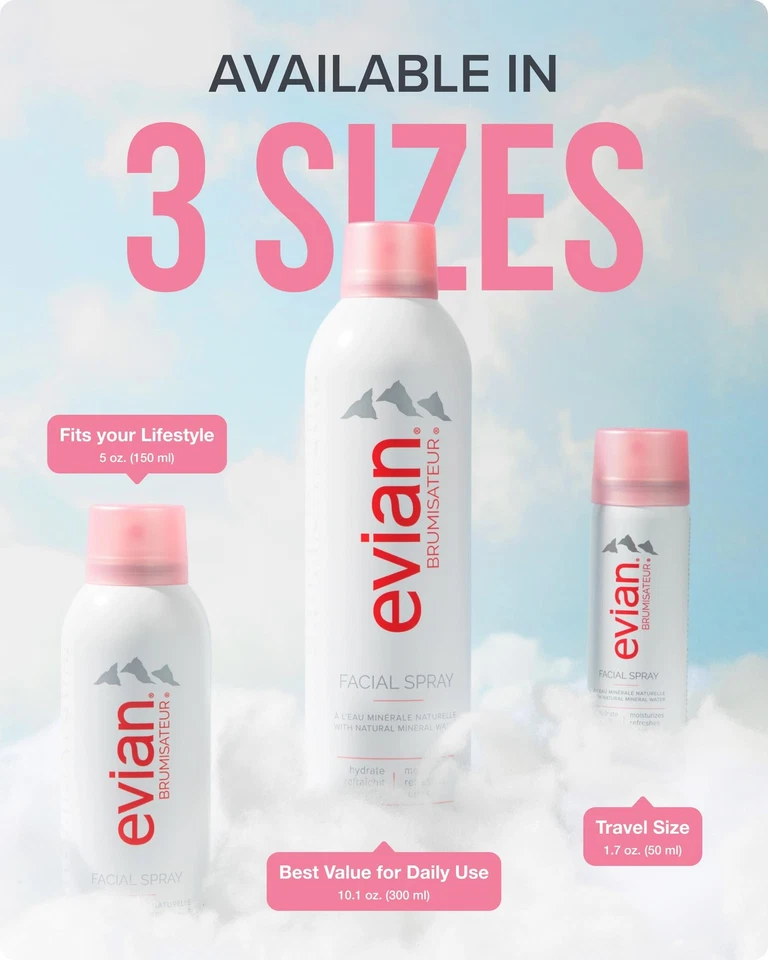 EVIAN FACIAL SPRAY Natural Mineral Water Facial Spray Trio Travel Size 1.7 - Image 4 of 4