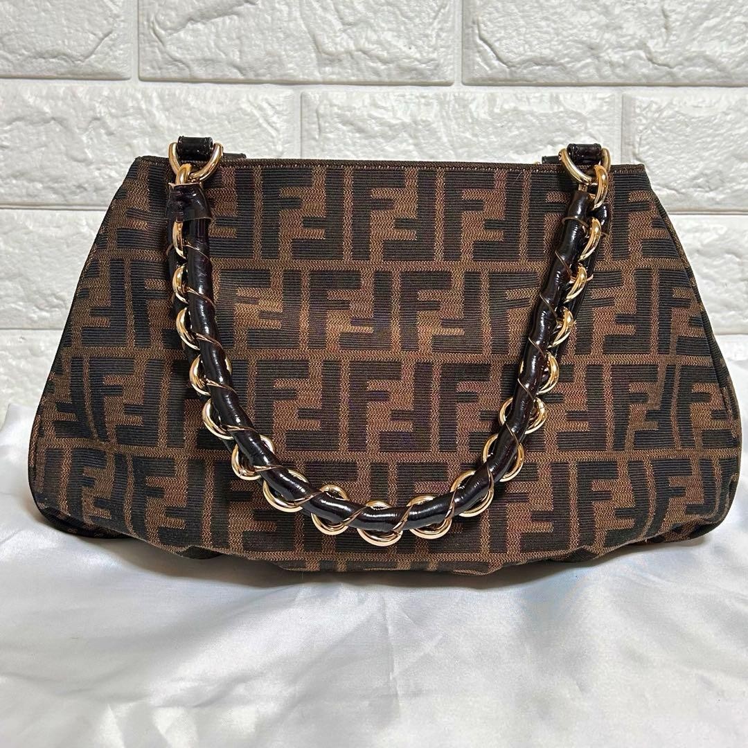 FENDI FF Zucca Pattern 2Way Chain Handbag 32cm x … - image 4