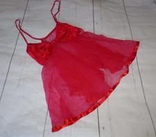 Sheer Red Nylon Velvet Vintage Women's Babydoll Nightie M