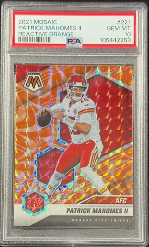2021 Panini Mosaic - Variations Patrick Mahomes #221 Reactive Orange PSA 10 GEM