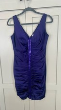 Calvin Klein Small Y2K Purple Sequin Ruched Cocktail Dress