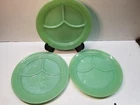 3 VTG Green Fire King Jadeite 3 section Divided Plate Restaurant Oven Ware EXC!