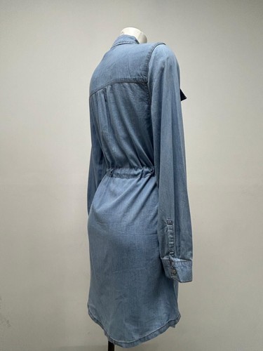 Ex New Look Lightweight Denim Drawstring Mini Shirt Dress With Pockets Size 8-20 - Picture 24 of 24