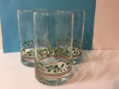 3 bicchieri vintage Libbey 1984 Arby’s Natale bicchiere agrifoglio e bacche - Foto 3 di 7