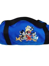 Vtg Disney Mickey & Friends Blue 18 Inch Duffle Gym Bag Sholder Strap Bookbag