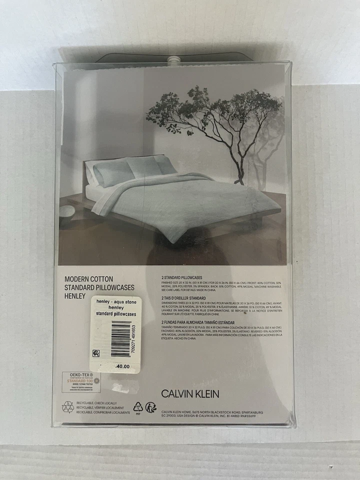 Juego de fundas de almohada estándar de algodón moderno Calvin Klein MRSP $40 Foto 2 de 4