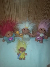 Vintage 4x Thomas Dam Troll Dolls Lot 2005(3×) 1986(1×) 3"-5"