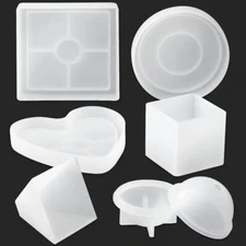 New 6Pc Arteza Resin Molds(Cube,Heart,Pyramid,Circle,Sphere,Square) ~ FREE SHIP!