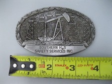 Vintage 1983 Southern H2S Safety Service inc. Belt Buckle - Indiana Metal Craft